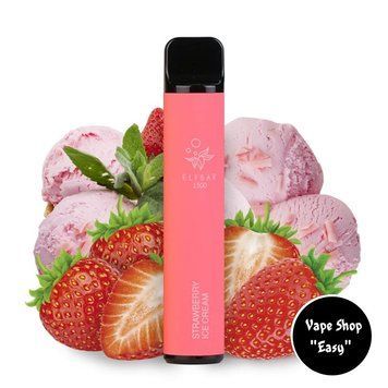 Одноразовая Pod система Elf Bar 1500 Strawberry Ice Cream (Клубничное мороженое) 50mg 850mah на 1500 затяжек 0705-11 фото