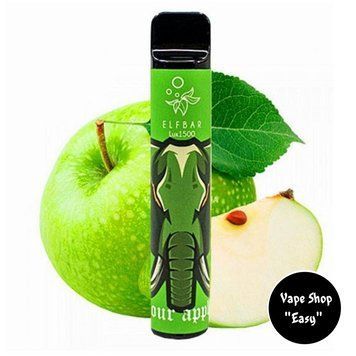 Одноразовая Pod система Elf Bar Lux 1500 Sour Apple (Кислое яблоко) 50mg 850mah на 1500 затяжек 0709-9 фото