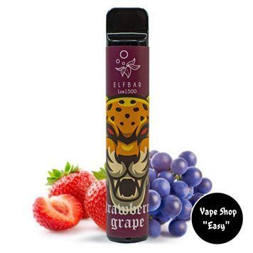 Одноразовая Pod система Elf Bar Lux 1500 Strawberry Grape (Клубника Виноград) 50mg 850mah на 1500 затяжек 0709-4 фото