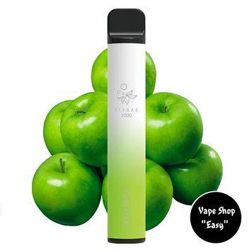 Одноразовая Pod система Elf Bar 2000 Sour Apple (Кислое яблоко) 50mg 1200mah на 2000 затяжек 0706-3 фото