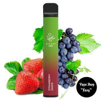 Одноразовая Pod система Elf Bar 2000 Strawberry Grape (Клубника Виноград) 50mg 1200mah на 2000 затяжек 0706-2 фото