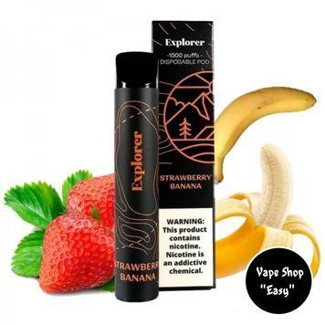Одноразовая Pod система Explorer 1500 Strawberry Banana (Клубника Банан) 50mg 850mah на 1500 затяжек 0711-4 фото