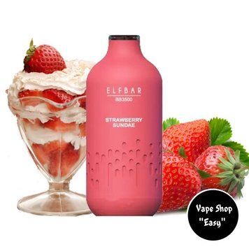 Одноразовая Pod система Elf Bar BB3500 Strawberry sundae (Клубничное мороженое) 50mg c подзарядкой на 3500 затяжек 0725-3 фото