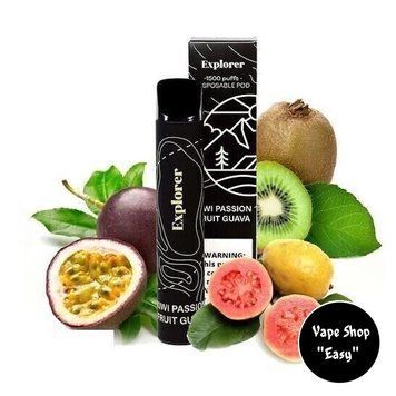Одноразовая Pod система Explorer 1500 Kiwi Passion Fruit Guava (Киви Маракуйя Гуава) 50mg 850mah 0711-7 фото