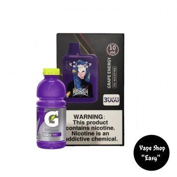 Одноразовая Pod система Katana 3000 Grape Energy (Red Bull Виноград) 50mg c подзарядкой 0719 фото