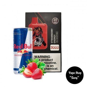 Одноразовая Pod система Katana 3000 Strawberry Energy (Red Bull Клубника) 50mg c подзарядкой 0719-2 фото